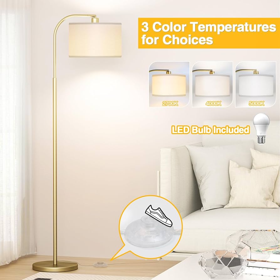 CNXIN Arc Floor Lamps for Living Room with 3 Color